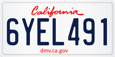 CA license plate 6YEL491