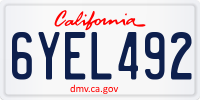 CA license plate 6YEL492