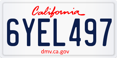 CA license plate 6YEL497