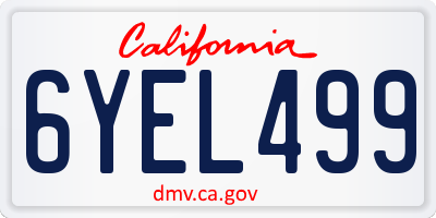 CA license plate 6YEL499