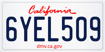 CA license plate 6YEL509