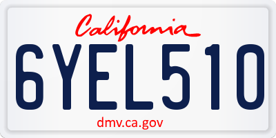 CA license plate 6YEL510