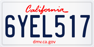 CA license plate 6YEL517