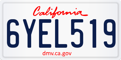 CA license plate 6YEL519