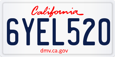 CA license plate 6YEL520