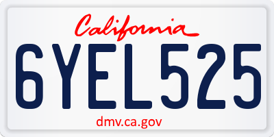 CA license plate 6YEL525