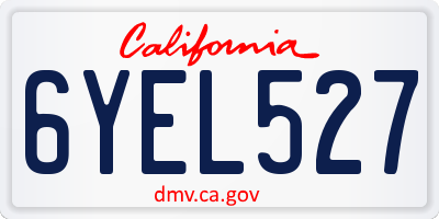 CA license plate 6YEL527