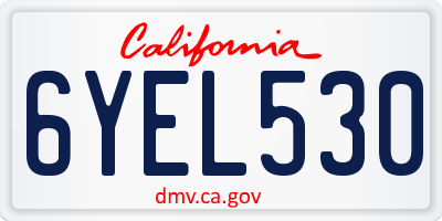 CA license plate 6YEL530