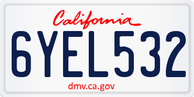 CA license plate 6YEL532