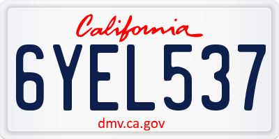CA license plate 6YEL537