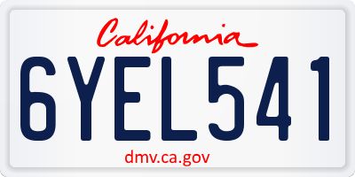 CA license plate 6YEL541