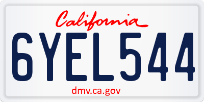 CA license plate 6YEL544