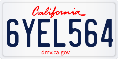 CA license plate 6YEL564