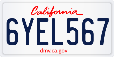 CA license plate 6YEL567