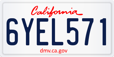 CA license plate 6YEL571
