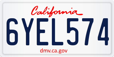CA license plate 6YEL574