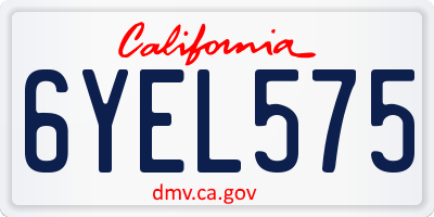 CA license plate 6YEL575
