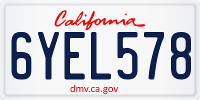 CA license plate 6YEL578