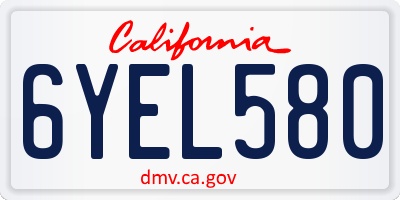 CA license plate 6YEL580