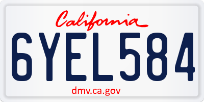 CA license plate 6YEL584