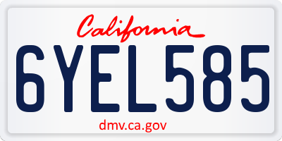 CA license plate 6YEL585