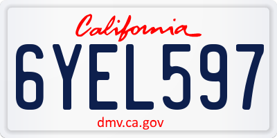 CA license plate 6YEL597