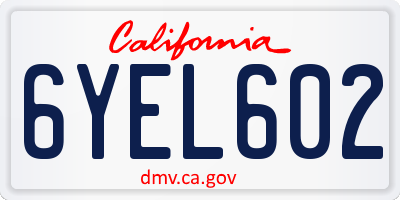 CA license plate 6YEL602