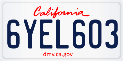 CA license plate 6YEL603