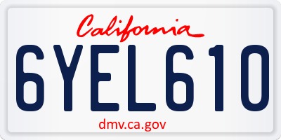 CA license plate 6YEL610