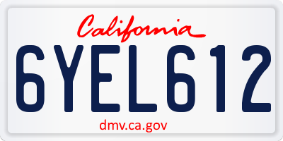 CA license plate 6YEL612