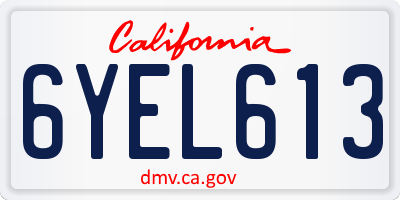CA license plate 6YEL613