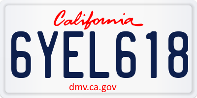 CA license plate 6YEL618