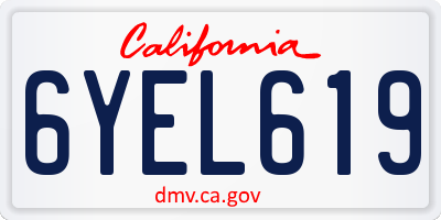 CA license plate 6YEL619