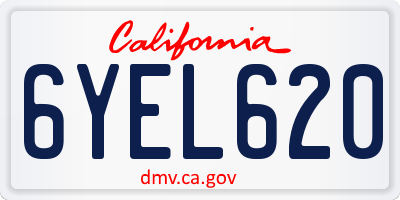 CA license plate 6YEL620