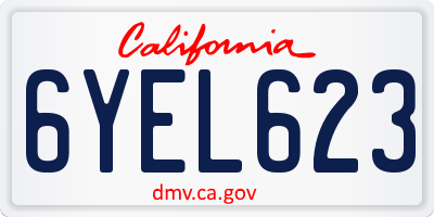CA license plate 6YEL623