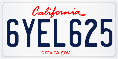 CA license plate 6YEL625