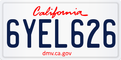CA license plate 6YEL626