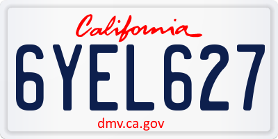 CA license plate 6YEL627