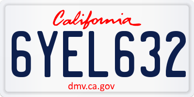 CA license plate 6YEL632