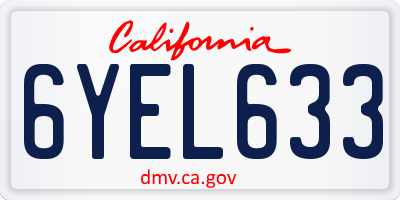 CA license plate 6YEL633