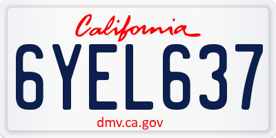 CA license plate 6YEL637