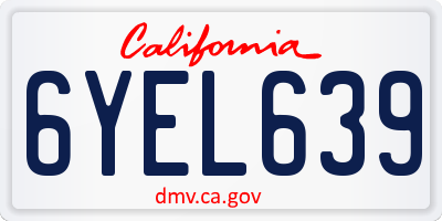 CA license plate 6YEL639