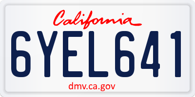 CA license plate 6YEL641