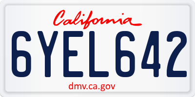 CA license plate 6YEL642
