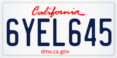 CA license plate 6YEL645