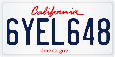 CA license plate 6YEL648
