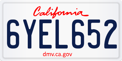 CA license plate 6YEL652