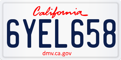 CA license plate 6YEL658