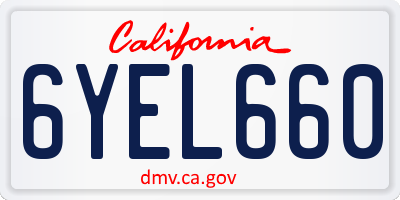 CA license plate 6YEL660
