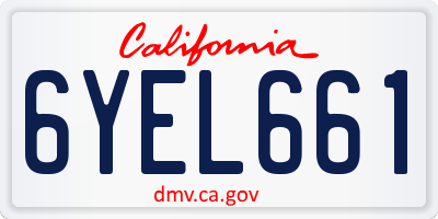 CA license plate 6YEL661